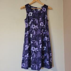 Vintage NWT Women's Purple Floral Rayon Corset Tie Back Mini Dress Size 12
